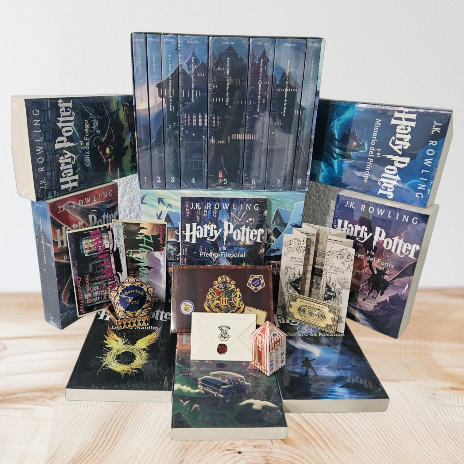 Harry Potter 8 Libros Colección Especial + Artículos Temáticos
