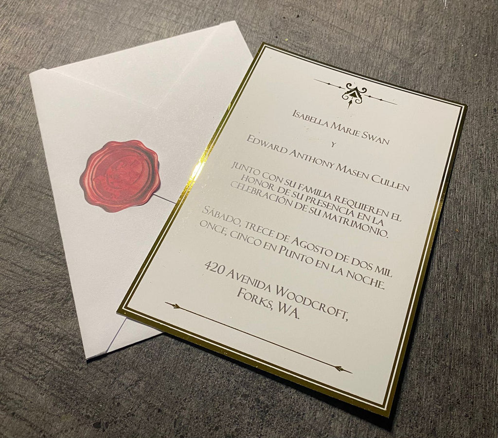 Crepúsculo + Sol de Medianoche + Invitación de Boda Edward Set literario