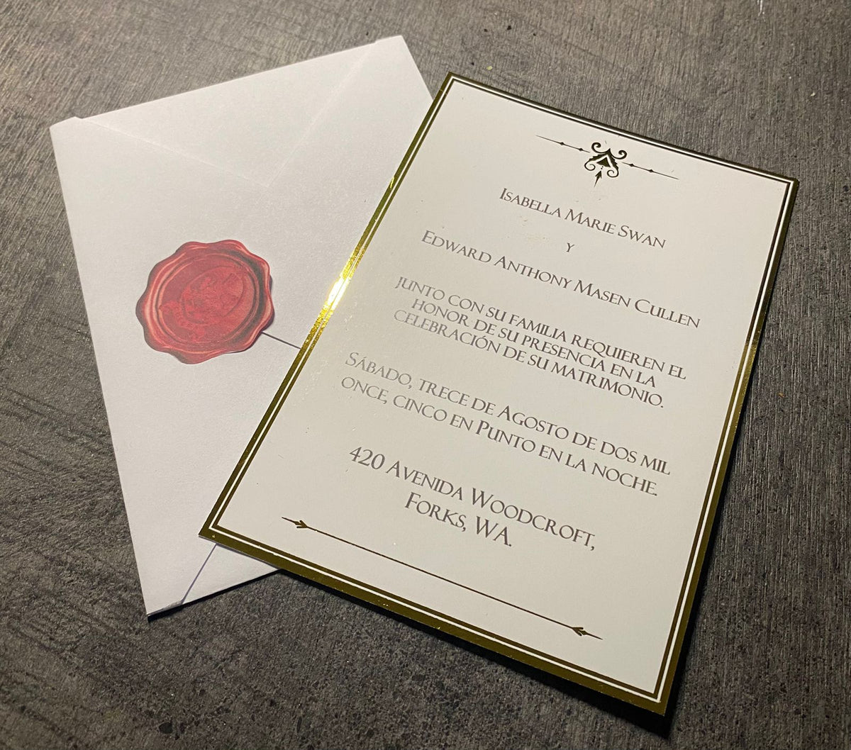 Crepúsculo + Sol de Medianoche + Invitación de Boda Edward Set literario