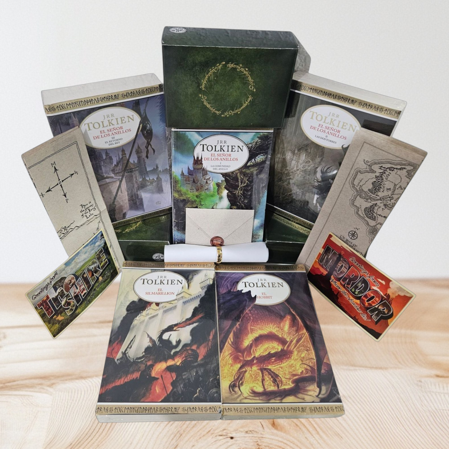 El señor de los anillos 5 Libros JRR Tolkien + Set temático